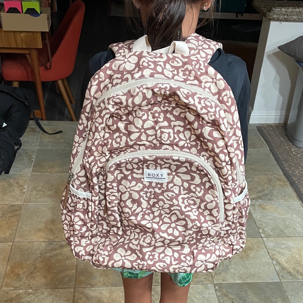 Roxy Pink and White Floral Backpack